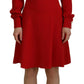 Elegant Red Silk A-Line Knee Length Dress