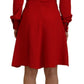 Elegant Red Silk A-Line Knee Length Dress