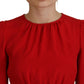 Elegant Red Silk A-Line Knee Length Dress