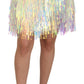 Iridescent Fringe Mini Skirt Mid Waist