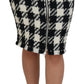 Elegant Houndstooth High-Waist Knee-Length Skirt