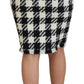 Elegant Houndstooth High-Waist Knee-Length Skirt