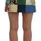 Chic Multicolor Patchwork Mini Skirt