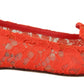 Elegant Lace Vally Flats in Coral Red