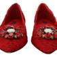 Red Crystal-Embellished Flats