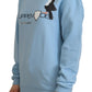 Chic Light Blue Logo Embellished Sweater