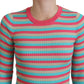 Elegant Striped Silk Crewneck Pullover