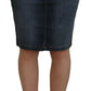 Chic Mid Waist Dark Blue Denim Skirt