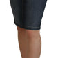 Chic Mid Waist Dark Blue Denim Skirt