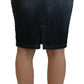 Chic Mid Waist Dark Blue Denim Skirt