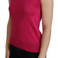 Chic Pink Silk Sleeveless Tank Top Vest