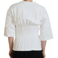 White Corset Stretch Cotton Top T-shirt