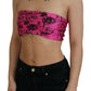 Chic Pink Newspaper Print Cropped Top