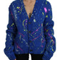 Elegant Multicolor Splash Mohair Cardigan