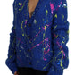 Elegant Multicolor Splash Mohair Cardigan