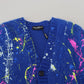 Elegant Multicolor Splash Mohair Cardigan