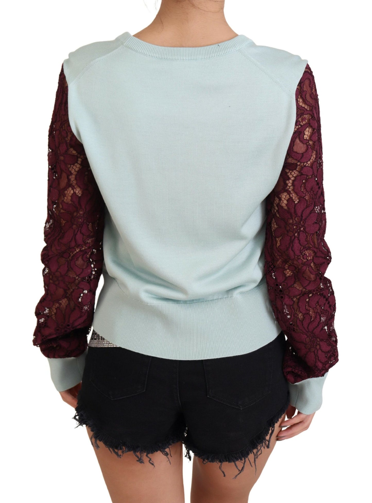 Elegant Multicolor Lace Silk Blend Sweater