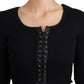 Elegant Black Tie-Up Slim Fit Sweater