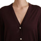 Chic Maroon V-Neck Wool Cardigan