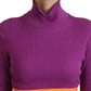 Elegant Purple Turtle Neck Pullover Sweater