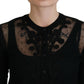 Elegant Black Floral Lace Cardigan Sweater