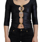 Elegant Black 3/4 Sleeve Top with Gold Detailing