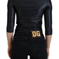 Elegant Black 3/4 Sleeve Top with Gold Detailing