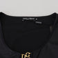 Elegant Black 3/4 Sleeve Top with Gold Detailing