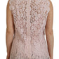 Elegant Sheer Lace Sleeveless Blouse in Pink