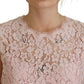 Elegant Sheer Lace Sleeveless Blouse in Pink