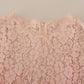 Elegant Sheer Lace Sleeveless Blouse in Pink