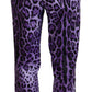 Elegant High Waist Straight Purple Pants