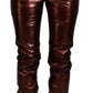 High Waist Skinny Jeans in Metallic Bronze