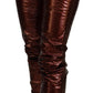 High Waist Skinny Jeans in Metallic Bronze