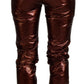 High Waist Skinny Jeans in Metallic Bronze