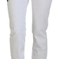 Elegant White Mid Waist Skinny Jeans