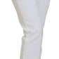 Elegant White Mid Waist Skinny Jeans