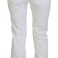 Elegant White Mid Waist Skinny Jeans