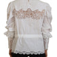 Elegant White Lace Trim Cotton Blouse