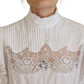 Elegant White Lace Trim Cotton Blouse