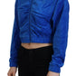 Glam Hooded Zip Cropped Sweater in Blue