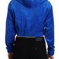 Glam Hooded Zip Cropped Sweater in Blue