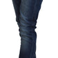 Elegant Blue Washed Low Waist Skinny Jeans