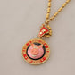 Gold Brass Chain SUPER PIG Pendant Logo Necklace