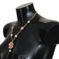 Gold Tone Floral Crystals Pink Embellished Necklace