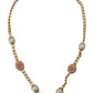 Gold Tone Floral Crystals Pink Embellished Necklace