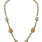 Gold Tone Floral Crystals Pink Embellished Necklace