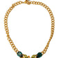 Gold Brass Crystal Logo Fruit Floral Statement Necklace