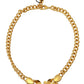 Gold Brass Crystal Logo Fruit Floral Statement Necklace