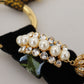 Gold Brass Sicily Crystal Robe Statement Necklace